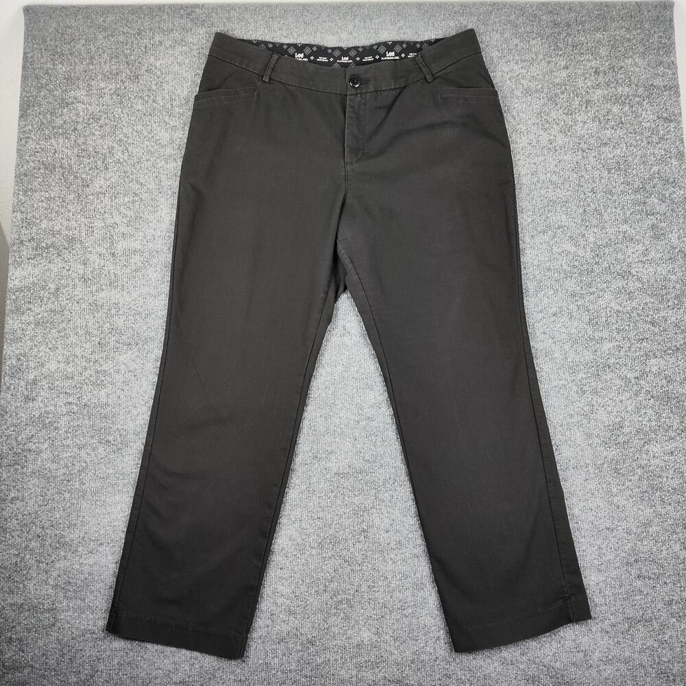Lee Pants Womens 18W Gray Chino Straight Leg Stretch Workwear Casual Platinum